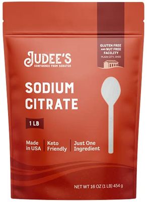 Judees Sodium Citrate 1lb (16oz) - 100% Non-GMO, Keto-Friendly - Gluten-Free and Nut-Free - Food Grade - Great for Molecular Gastronomy Cooking - Emulsifier for Cheese Sauce - Serves as Preservative