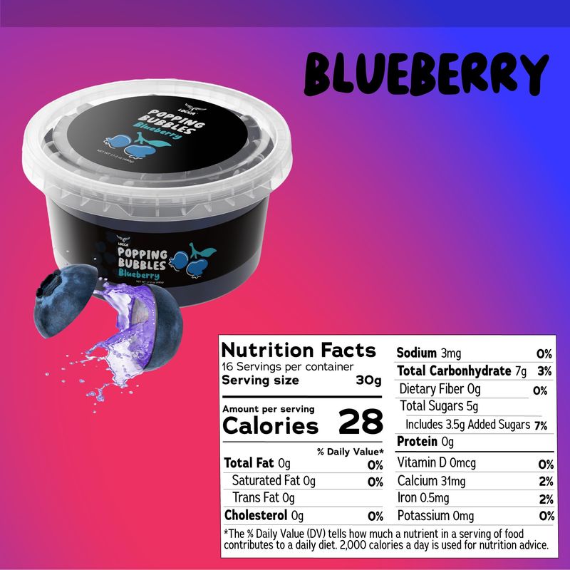 Blueberry Popping Boba Pearls, Premium Boba Popping Pearls with Real Fruit Juice Bursting Boba Pearls Popping Bubbles Instant Tapioca Pearls for Bubble Tea Kit Boba Tea Kit for Kids (1 Pack x 17oz)