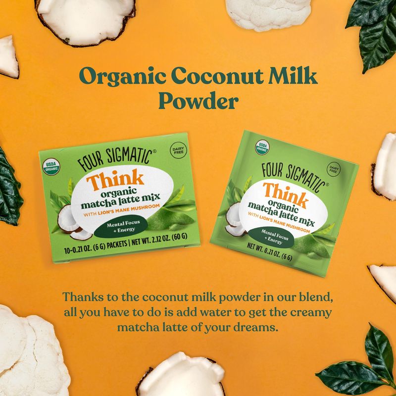 Four Sigmatic Matcha Latte | Mushroom Matcha Packets | Ceremonial Grade Matcha, Lion's Mane, Maitake &amp; Moringa | 20mg Caffeine | 0.21 Ounce | Pack of 10