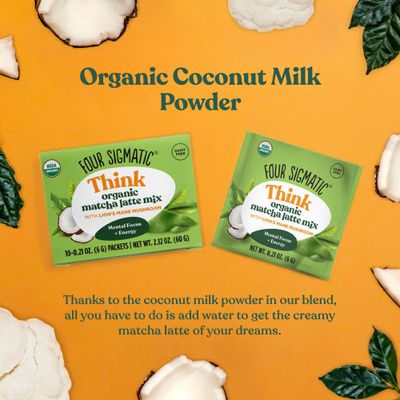Four Sigmatic Matcha Latte | Mushroom Matcha Packets | Ceremonial Grade Matcha, Lion's Mane, Maitake &amp; Moringa | 20mg Caffeine | 0.21 Ounce | Pack of 10