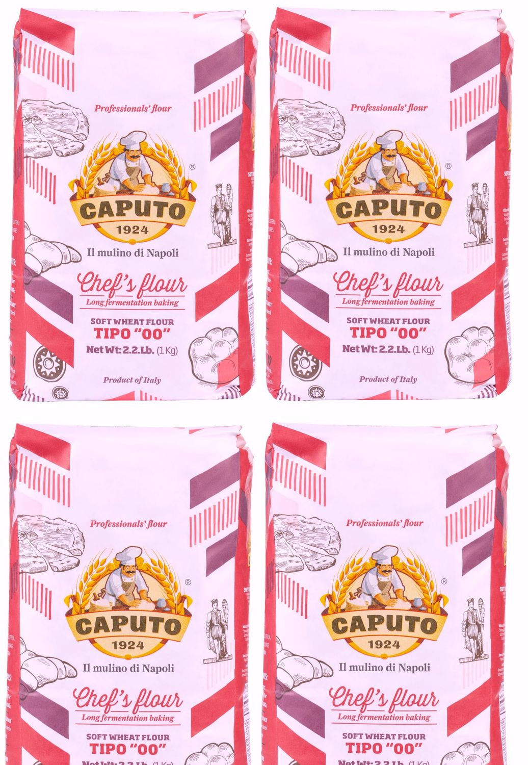 Antimo Caputo 00 Chefs Flour 1 Kilo, 2.2 Pound (Pack of 4)