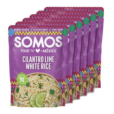 SOMOS Cilantro Lime White Rice - Gluten Free, Non-GMO, Vegan &amp; Microwavable Meals Ready to Eat - Delicious, Healthy &amp; Convenient - Perfect for Burrito Bowls, Tostadas &amp; More | 8.8 oz (Pack of 6)