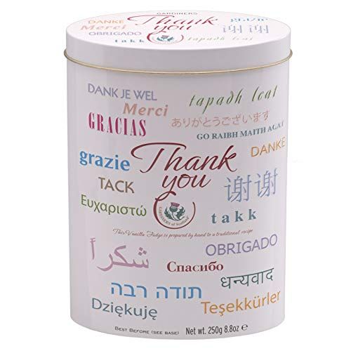Gardiners of Scotland Handmade Fudge 250g Tin, Thank You Languages Vanilla Fudge