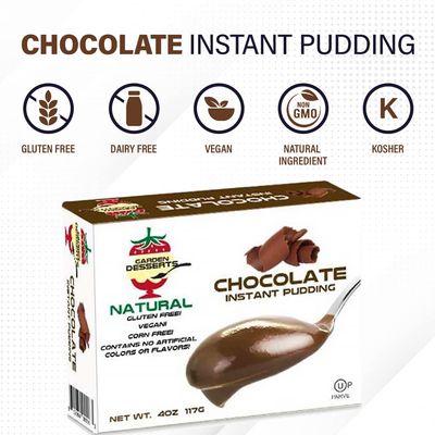 Instant Chocolate Pudding Mix - All Natural Chocolate Pudding Mix by Garden Desserts | Quick Vegan Dessert, Gluten Free, Kosher 4 Oz (Chocolate, 3 Pack)