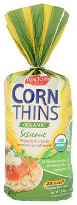 Real Foods Organic Corn Thins, Sesame Flavor, Gluten Free Wheat Free, 5.3-Ounce Bag (Pack of 12)