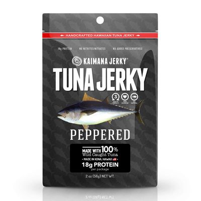Kaimana Wild-Caught Ahi Tuna Jerky - Peppered | Rich in Omega-3s &amp; High in Protein | All-Natural &amp; Organic Fish Jerky (2 oz)