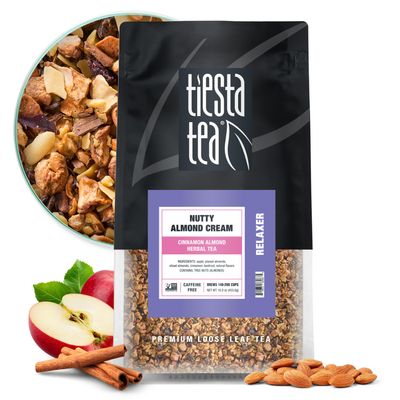 Tiesta Tea - Nutty Almond Cream | Cinnamon Almond Herbal Tea | Premium Loose Leaf Tea Blend | Non-Caffeinated Fruit Tea | Make Hot or Iced Tea &amp; Brews Up to 200 Cups - 16 Ounce Resealable Bulk Pouch