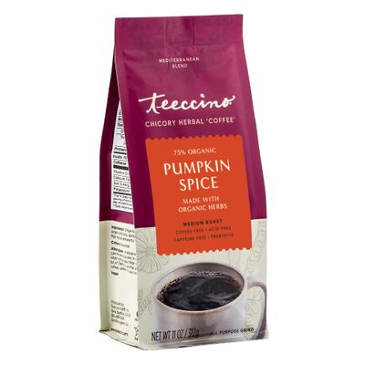 Teeccino Chicory Coffee Alternative - Pumpkin Spice - Falls Favorite Hot Beverage Thats Prebiotic, Caffeine-Free &amp; Acid Free, Medium Roast, 11 Ounce