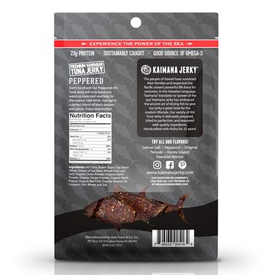 Kaimana Wild-Caught Ahi Tuna Jerky - Peppered | Rich in Omega-3s &amp; High in Protein | All-Natural &amp; Organic Fish Jerky (2 oz)