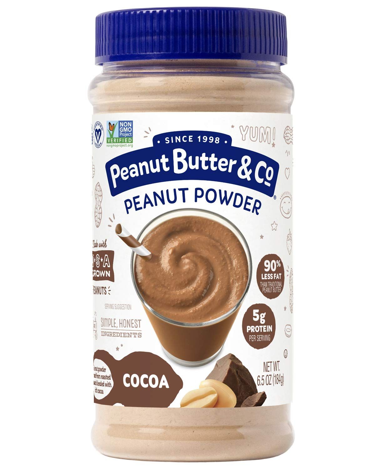 Peanut Butter &amp; Co. Cocoa Peanut Protein Powder, Non-GMO Project Verified, Gluten Free, Vegan, 6.5 oz Jar