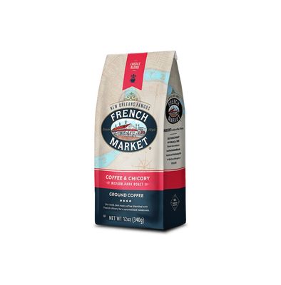 French Market Coffee &amp; Chicory Medium-Dark Roast Ground Coffee, 12oz Bag (Pack of 1)