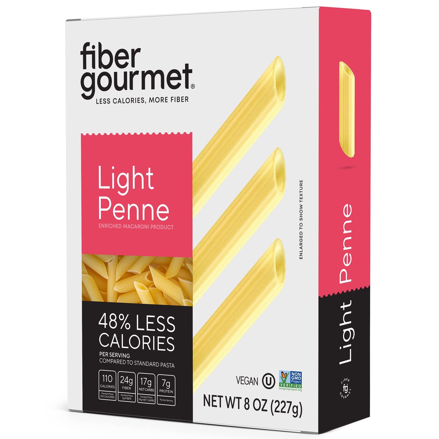 Fiber Gourmet Pasta - Light Penne Pasta - Low Net Carb, Fiber-Rich, Low Calorie, Healthy Pasta - Made in Italy, Kosher, Vegan, Non-GMO - 8 Oz, Pack of 6