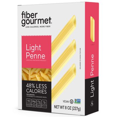 Fiber Gourmet Pasta - Light Penne Pasta - Low Net Carb, Fiber-Rich, Low Calorie, Healthy Pasta - Made in Italy, Kosher, Vegan, Non-GMO - 8 Oz, Pack of 6
