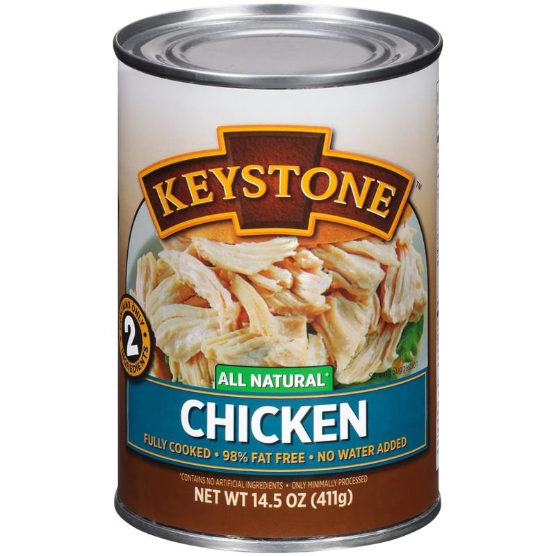 Keystone All Natural Premium Canned Chicken 14.5 Oz Fully Cooked | No Water Added | Ready to Meat | Quick Meals Emergency Survival Food Canned Meat Pack of 1