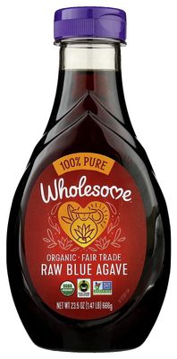 Wholesome Sweeteners 23.5-Ounce Organic Raw Blue Agave Nectar, Fair Trade, 100% Pure, Non GMO, Gluten Free &amp; Vegan, 1 Pack