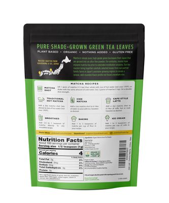 Jade Leaf Matcha - Organic Culinary Grade Matcha Powder - Premium Second Harvest - Authentic Japanese Origin (3.53 Ounce Resealable Pouch)