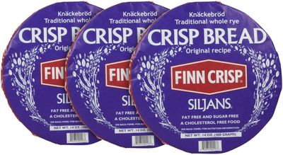 Finn Crisp Siljans Round Rye Crispbread 3 x 14oz | Knckebrd From Finland | Multipack of Authentic Finnish Sourdough Crispbreads | Rye Hardtack | Large Finnish Rye Bread Rounds [42oz, 12 wheels]