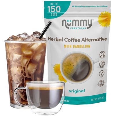 Nummy Creations 150 cup Original Instant Caffeine-Free Coffee Alternative with Dandelion. Coffee Substitute, Chicory Coffee 10.58oz.