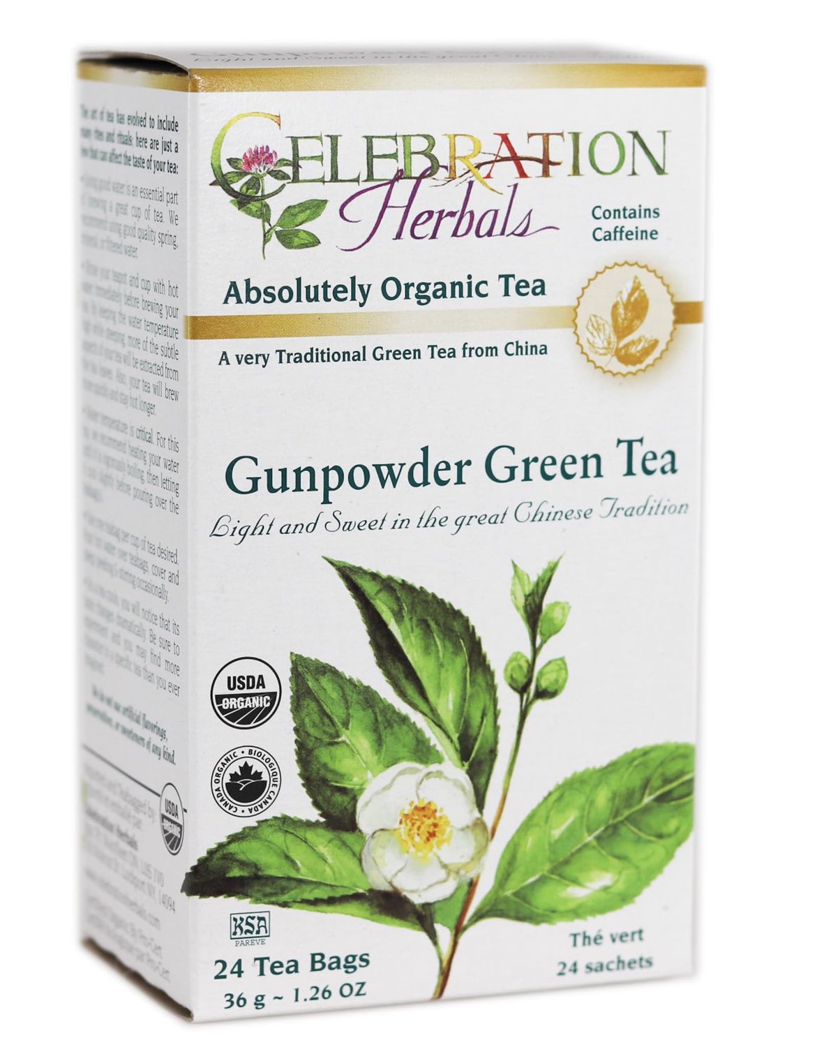 Celebration Herbals Organic Herbal Gunpowder Green Tea - 24 Herbal Tea Bags