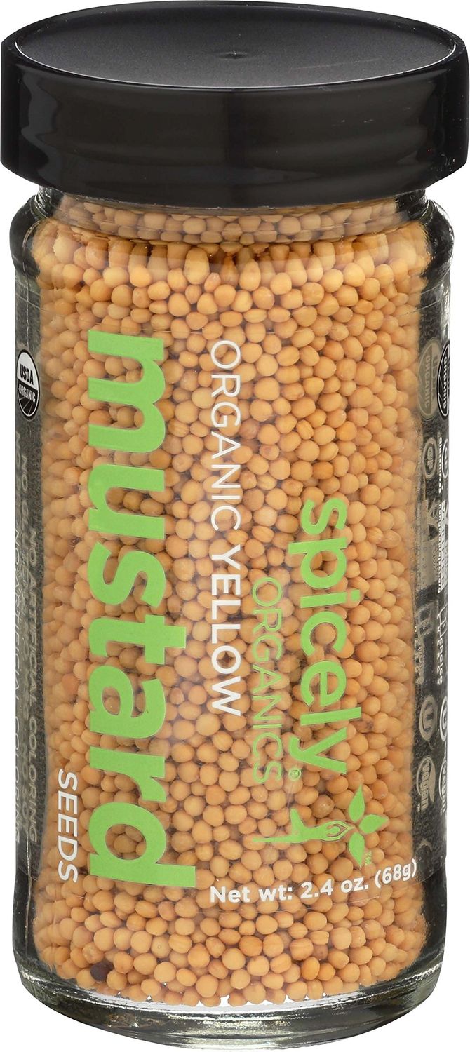 Spicely Organic Mustard Seeds Yellow Whole 2.40 Ounce Jar Certified Gluten Free