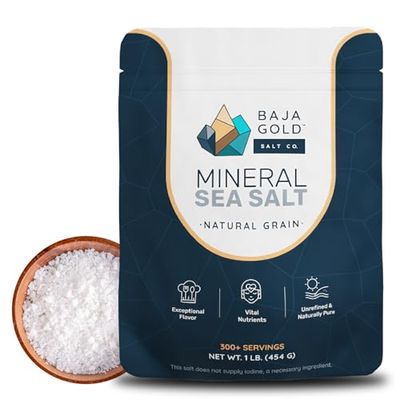 Baja Gold Mineral Sea Salt, Natural Grain Crystals, 1 Lb. Bag
