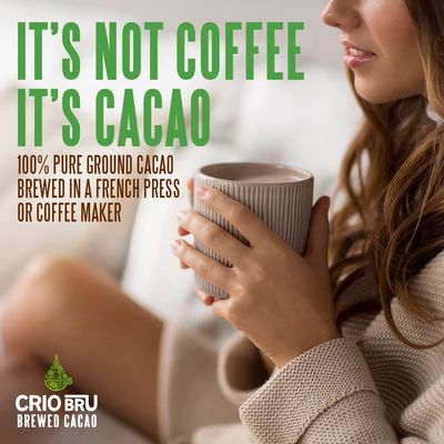 Crio Bru Brewed Cacao Maya Light Roast - Coffee Alternative Natural Healthy Drink | 100% Pure Ground Cacao Beans Brew And Enjoy Hot or Iced (24 oz)