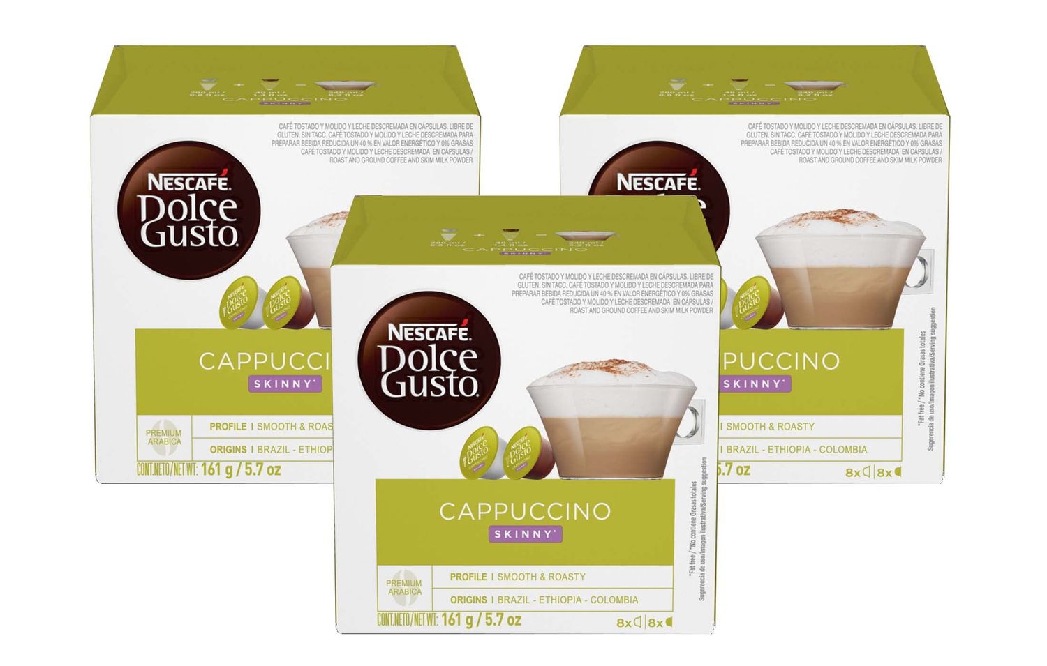 Nescafe Dolce Gusto Pods, Skinny Cappuccino, 16 capsules, Pack of 3