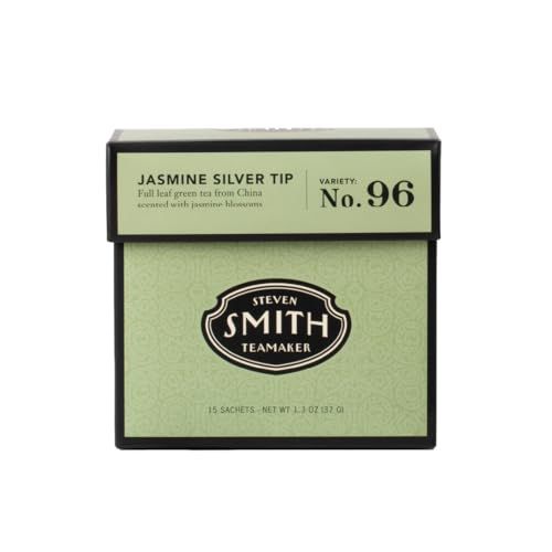 Smith Teamaker | Jasmine Silver Tip No. 96 | Caffeinated Green Tea with Jasmine Blossoms | Scented Full Leaf Green Tea (15 Sachets, 1.3oz each)