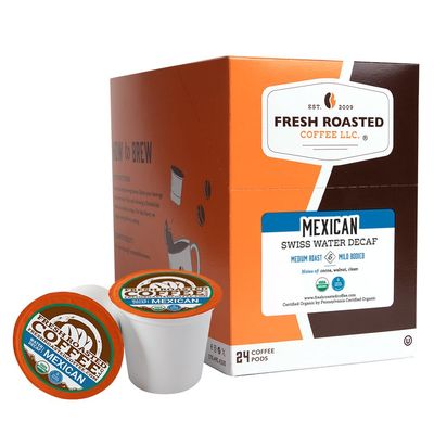 Fresh Roasted Coffee, Organic Mexican Swiss Water Decaf, Kosher | 24 Pods for K Cup Brewers
