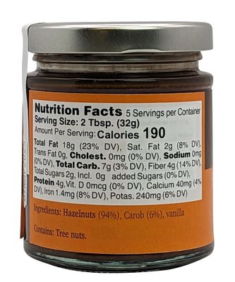 Nutural World - Smooth Hazelnut and Carob spread 6 Oz (170g) Award Winning product