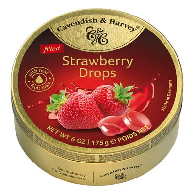 Cavendish &amp; Harvey | Strawberry Filled Candy Drops | 6 Ounce - 1 Pack