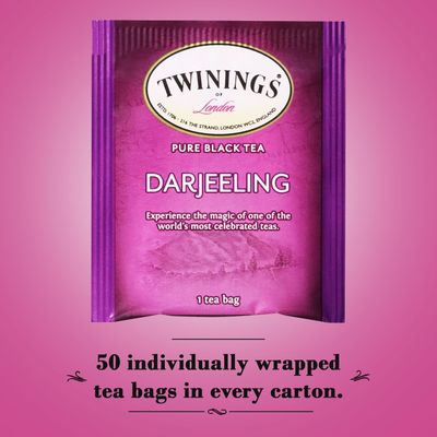 Twinings Darjeeling Tea - A Delicate, Dry Black Tea, Sophisticated Coffee Alternative with Less Caffeine, Individually Wrapped Tea Bags, 50 Count