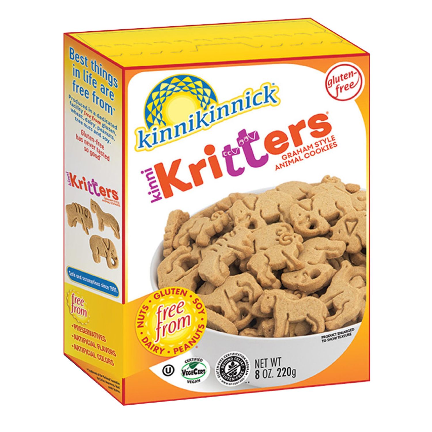Kinnikinnick - KinniKritters Graham Style Animal Cookies - Gluten Free, Allergy Friendly Vegan Animal Crackers - 8 oz. Box