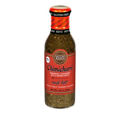 Gaucho Ranch Chimichurri Sauce Mild Hot | Chimichurri Seasoning Mix of Parsley, Garlic, Rosemary and Red Pepper | Adobo Sauce Gluten Free, Keto, Vegan | Ideal for Meat - 12.5oz