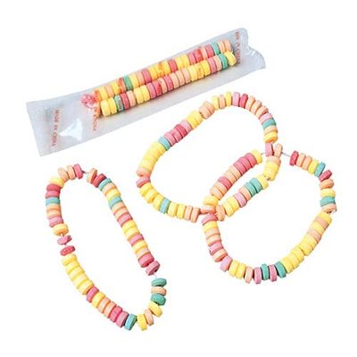 Smarties Candy Necklace Individually Wrapped Gluten Free &amp; Vegan Fruit Flavored Bulk Candy on Stretch String Perfect Party Favors Birthdays &amp; Celebrations | Wafer Candy Necklace Box - 24 Count