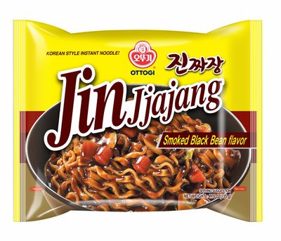 OTTOGI JIN Jjajang- Korean Style Instant Noodle - Black Bean Sauce Jjajang Ramen, Jjajangmyeon, 4.76oz 4 Pack