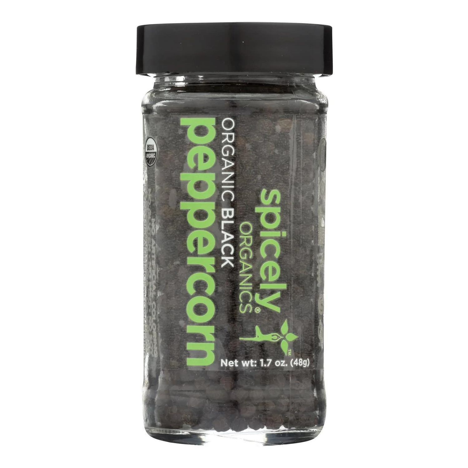 Spicely Organic Peppercorn Black Whole 1.70 Ounce Jar Certified Gluten Free