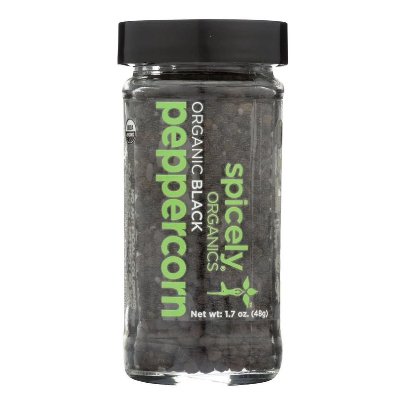 Spicely Organic Peppercorn Black Whole 1.70 Ounce Jar Certified Gluten Free