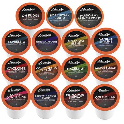 Brooklyn Beans Coffee Pods, Assorted Gourmet Variety Pack - Compatible with Keurig 2.0 K Cup Brewers, 40 Count, A Mix of Gourmet Flavors