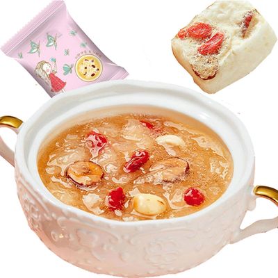 white fungus red dates cinnamon soup 5.29 oz/150g (10 packs x15g) healthy nutritious porridge Freeze dried white fungus, red jujube, Chinese wolfberry soup