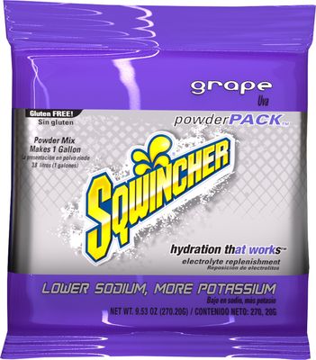 Sqwincher Powder Concentrate Electrolyte Replacement Beverage Mix, 1 gal, Grape 016006-GR (Case of 80)