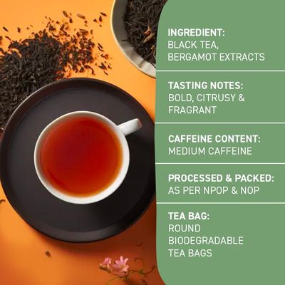 HANDPICK, Organic Earl Grey Black Tea Bags (100 Count) Double Bergamot Oil | Caffeinated, USDA Organic Earl Grey Tea Bags | Flavoured With Citrus and Bergamot Brew Hot/Iced Tea with or without milk