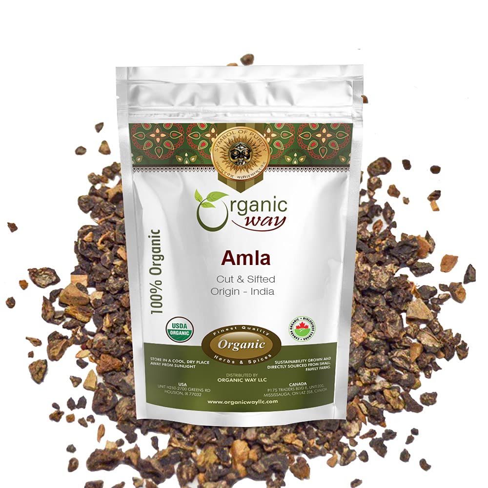Organic Way Dried Amla/Indian Gooseberry Cut &amp; Sifted (Phyllanthus emblica) - Organic &amp; Kosher Certified | Raw, Vegan, Non GMO &amp; Gluten Free | USDA Certified | Origin - India (1LBS / 16Oz)