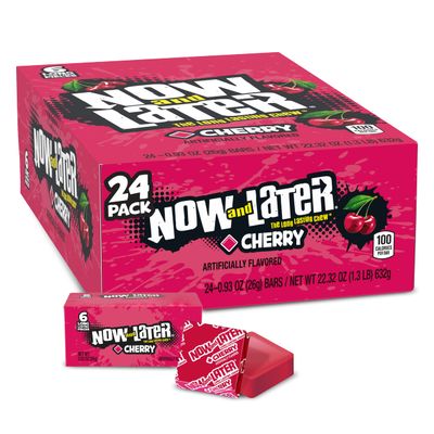 Now &amp; Later Candy, Cherry Flavor, 0.93 Ounce Bars (Pack of 24)