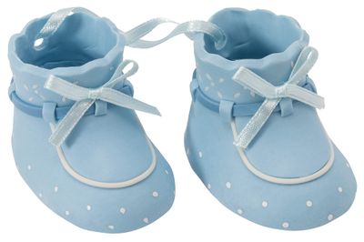 DecoSet Blue Baby Booties Cake Decoration, 1 Piece Cake Topper, For Baby Shower, Birthday, Baby Celebration, Food Safe Molded Plastic, Post-Party Keepsake