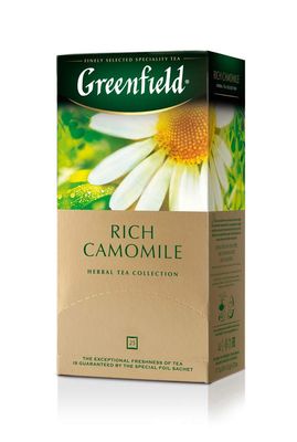 Greenfield Rich Camomile Herbal Tea Fruit &amp; Herbal Collection 25 Teabags The Execptional Freshness Of Tea Is Guranteed By The Special Foil Sachet