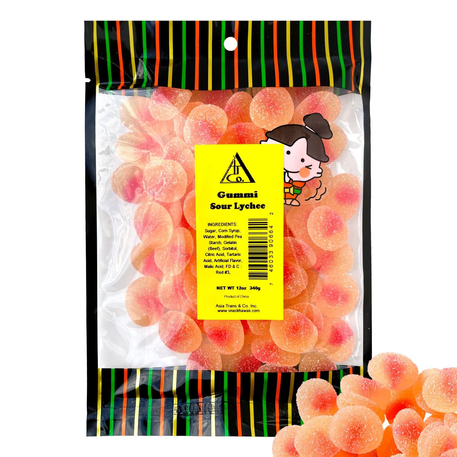 Gummy Sour Lychee Fruit Candy 12 oz - Sweet and Delicious Candy Snack - Perfect Size Bag For Sharing With Friends - Bite Size Pieces For Any Occasion