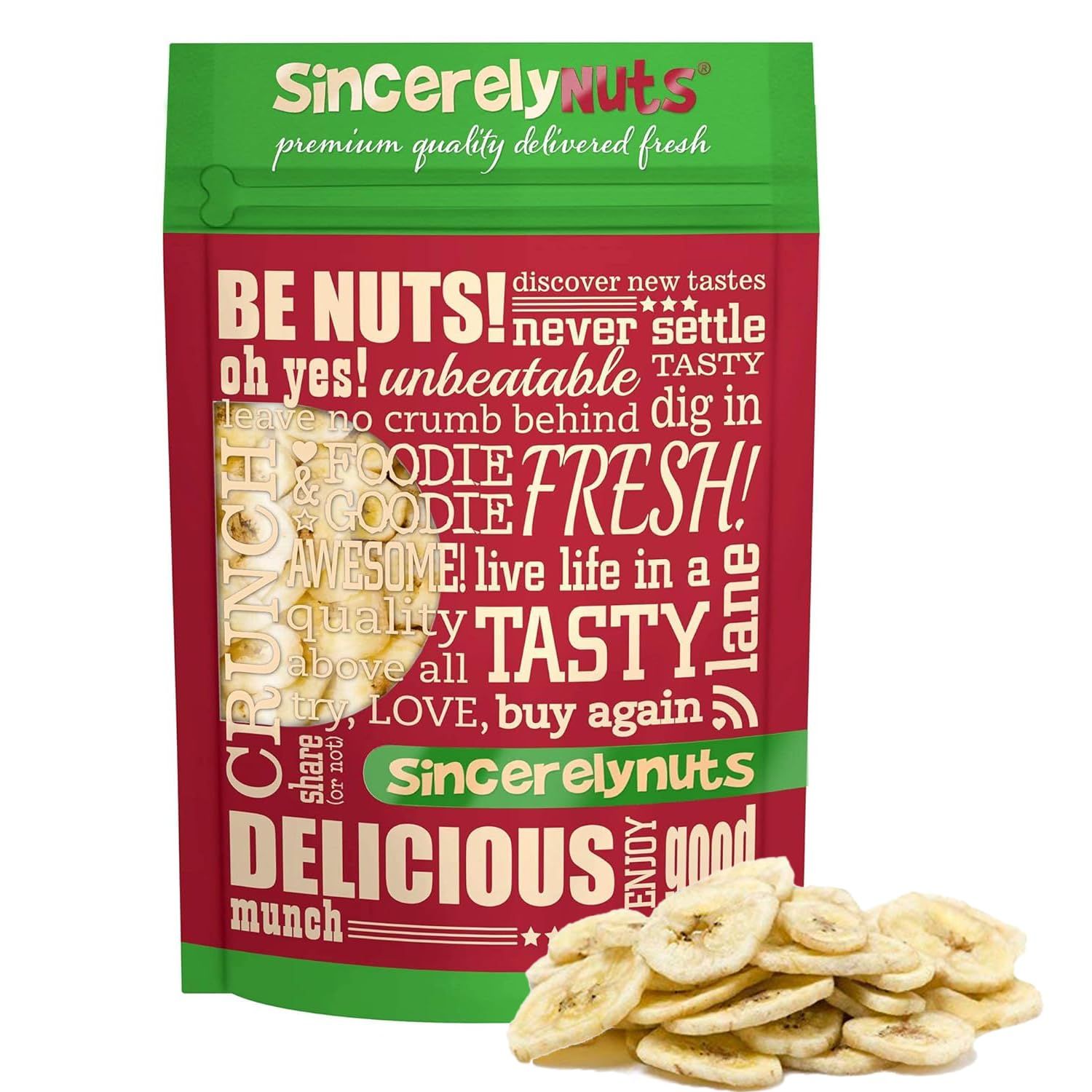 Sincerely Nuts Dried Banana Chips Sweetened - Fresh Sweet Dried Bananas Made w/Ripe Fruit &amp; Coconut Oil - Kosher, Vegan &amp; Gluten Free Snack, 5lb Bag