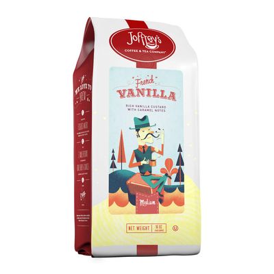 Joffrey&#39;s Coffee - French Vanilla, Flavored Coffee, Artisan Medium Roast, Arabica Coffee Beans, Vanilla Custard &amp; Caramel Flavor, Gluten-Free, No Sugar (Ground, 16 oz)