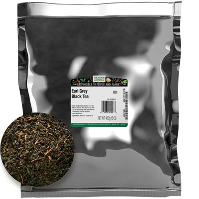 Frontier Co-op Earl Grey Black Tea, 1-pound Bulk Bag, Smoky Tea Flavor with Bergamot Oil, Great with Citrus, Kosher